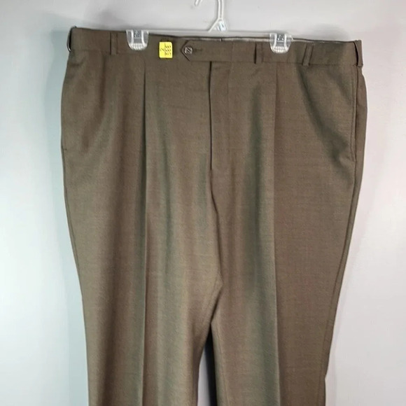 PANTIFINO Mens Wool Blend Pants Brown Trousers Pleat Elastic Panel Waist 44 - Picture 3 of 11